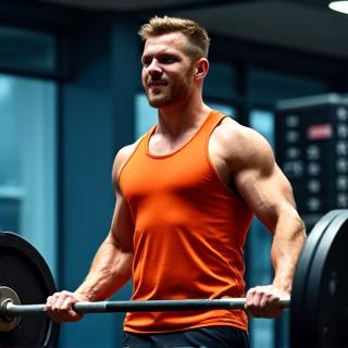 Ethan Oliver celebrating a personal best lift in the gym.