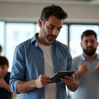 Javier Morales participating in a corporate wellness session.